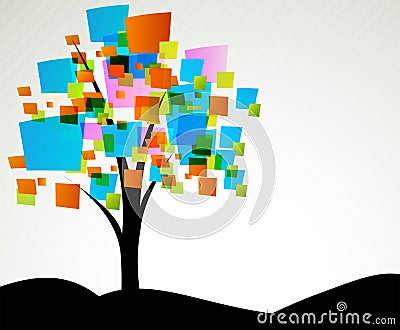 Abstract tree with square Vector Illustration