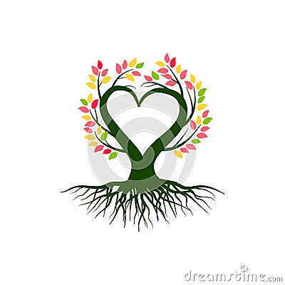 Abstract tree vector illustration with branch heart shaped Vector Illustration