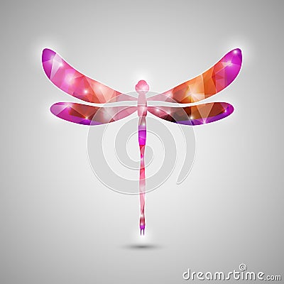 Abstract Trendy Colorful Dragonfly Icon Vector Illustration