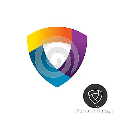 Abstract triangle colorful ribbon shield logo Vector Illustration