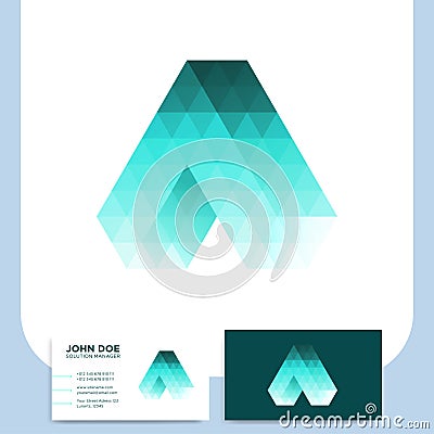 Abstract triangle letter A logo icon polygonal style design temp Editorial Stock Photo