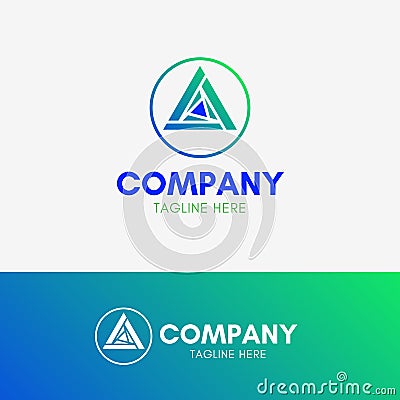 Abstract Triangle Logo with circle outline Vector Illustration