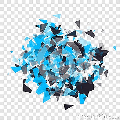 Abstract triangles particles with transparent shadows. Vector Illustration