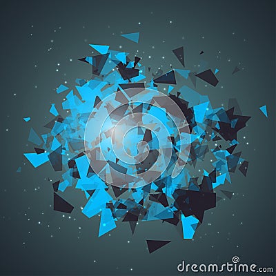 Abstract triangles particles with transparent shadows. Vector Illustration