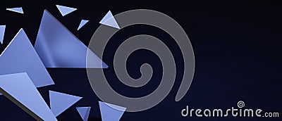 Abstract triangles pattern luxury dark blue backdrop. Modern horizontal banner or background with empty space for text. 3d renderi Vector Illustration