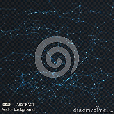 Abstract triangles space low poly. Dark background with connecting dots and lines. Light connection structure. Polygonal Vector Illustration