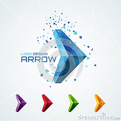 Abstract triangular arrow logo Vector Illustration