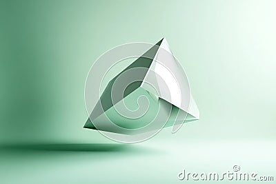 abstract triangular shape, sharp yet smooth, floating over a light green background with soft Stock Photo