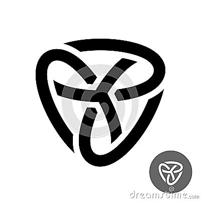 Abstract triple knot logo. Three ovals connected in a rounded triangle shape. Vector Illustration