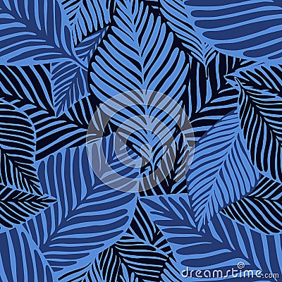 Abstract tropical pattern, palm leaves seamless floral background Stock Photo