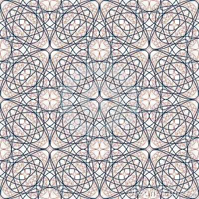 Abstract background with geometric pattern. Seamless regular vector texture of terracotta and blue line shapes on white background Vector Illustration