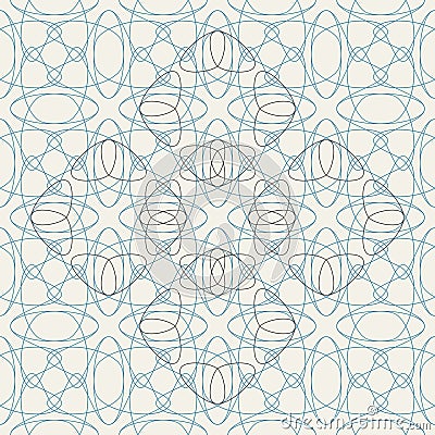 Abstract tessellation pattern with tangled lines. Blue and dark grey structure on light cream background. Vector Illustration