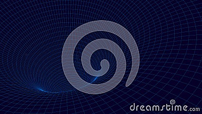 Abstract tunnel and wave background. Wireframe 3D surface tunnel. Tunnel background. Vector Illustration Stock Photo