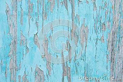 Abstract turquoise grunge wall texture and background. Peeled paint over wood board. Old Retro Wood Slats Rustic Shabby Empty Stock Photo