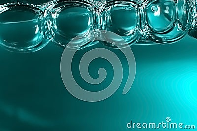 Abstract turquoise macro background with liquid and big bubbles Stock Photo