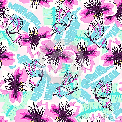 Abstract turquoise pink pattern Vector Illustration