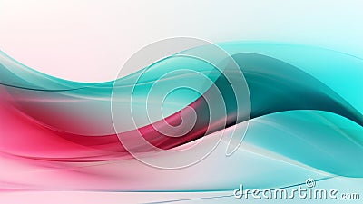 Abstract turquoise pink waves design with smooth curves and soft shadows on clean modern background Stock Photo