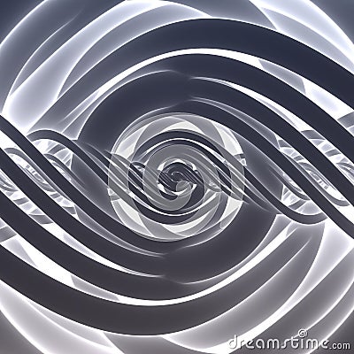 Abstract twisted 3d lines, spiral pattern. White, deep blue and grey colors in a white background, 3d rendering, 3d object Stock Photo