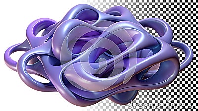 Abstract twisted purple shape, symbolizing complexity or interconnectedness png transparent image Generative AI Stock Photo
