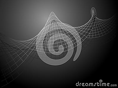 Abstract twisting net white connect the dots on balck. Vector Illustration
