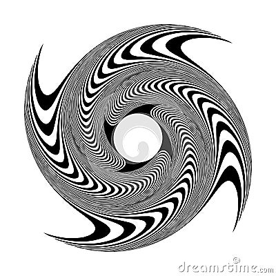 Abstract Twisting Rotation Vortex Movement Illusion. Black and Whie Op Art Design Element Vector Illustration
