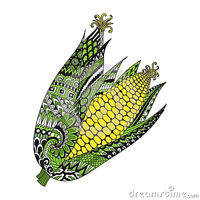 Abstract two corns for print on stuffs, adult coloring book,coloring page,engraving,logo,tattoo and other design element. Vector i Cartoon Illustration