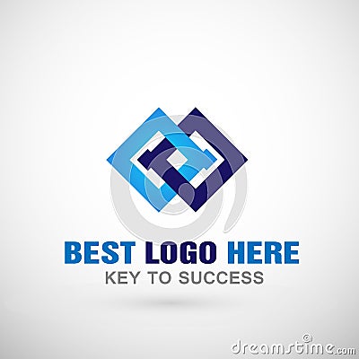 Abstract two square Logo, success on Corporate connections communication concept Business Logo for company Cartoon Illustration