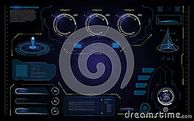 Abstract UI hud interface futuristic data processing screen analysis design template background Vector Illustration
