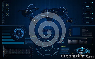 Abstract UI HUD interface screen global communication technology concept template background Vector Illustration