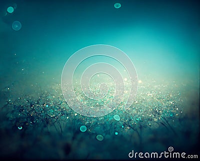 Abstract underwater background with bubbles and plants. Blue and blurred. Generative AI Stock Photo