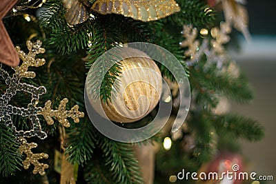 Abstract unfocused background with Christmas decorations. Stock Photo