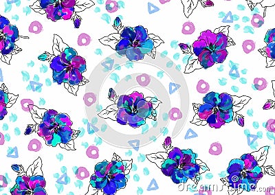 Abstract unique watercolored floral pattern Stock Photo