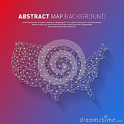 Abstract United States line map, vector Vector Illustration