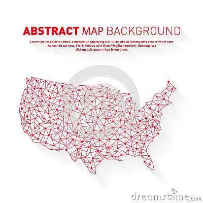 Abstract United States red line map, network, vector, illustration, eps file Vector Illustration