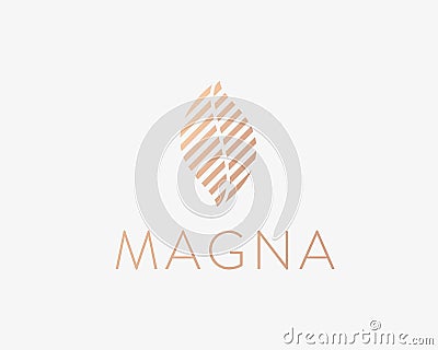 Abstract universal leaf logo. Elegant linear airy sail flame vector logotype. Vector Illustration
