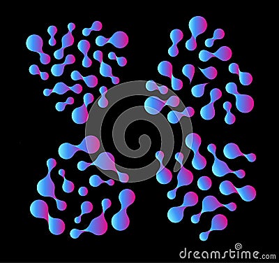 Abstract unusual blue, purple and violet drop gradient shapes, isolated vector logo template. Biological structure, nano Vector Illustration