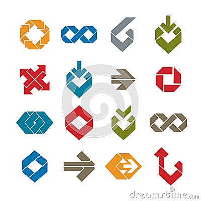 Abstract unusual vector symbols set, creative stylish icon templates collection. Vector Illustration