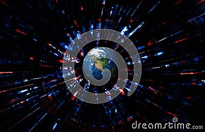 Abstract Usa background with planet earth. Futuristic American flag concept for independence day, veterans, memorial day and other Stock Photo