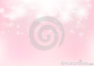 Abstract, Valentines day fantasy, pink blurry with scatter rose petal and heart, Bokeh romantic background seasonal holiday vector Vector Illustration