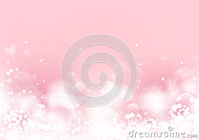 Abstract, Valentines day, pink blurry with scatter rose petal and heart, Bokeh blinking romantic background seasonal holiday Vector Illustration