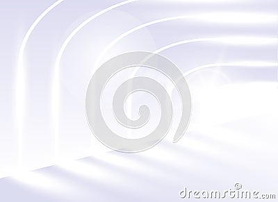 Abstract vector background architecture. Architectural perspective. The sloping lines of the architecture. Bright white corridor Vector Illustration