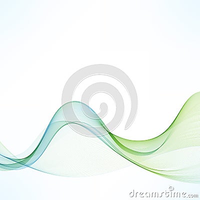 Abstract vector background, blue and green transparent waved lines for brochure, website, flyer design. Blue green smoke wave. Cartoon Illustration