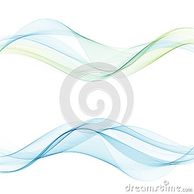 Abstract vector background, blue and green waved lines for brochure, website, flyer design. Transparent wave. Vector Illustration