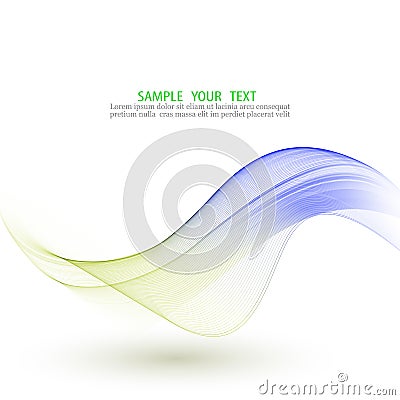 Abstract vector background, blue and green waved lines . Transparent smooth wave. Vector Illustration