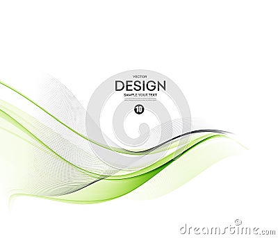 Abstract vector background, blue green wavy Vector Illustration