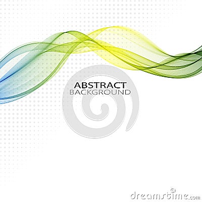 Abstract vector background, transparent waved lines for brochure, website, flyer design. Blue yellow green smoke wave. Vector Illustration