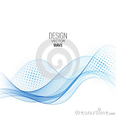 Abstract vector background, blue transparent waved lines for brochure, website, flyer design. smoke wave. wavy lines Vector Illustration