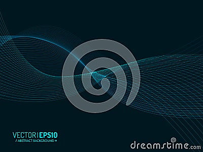Abstract vector background, blue transparent waved lines for brochure, website. Vector Illustration