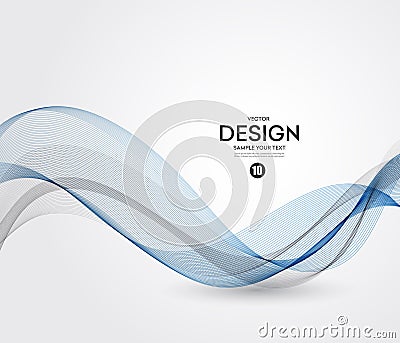 Abstract vector background, blue wavy Vector Illustration