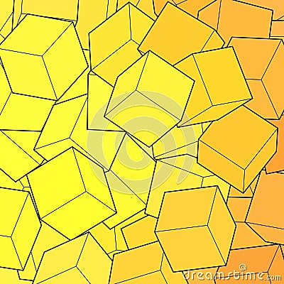 Abstract background. Geometric figures. Color cubes. Yellow, orange and green. eps 10 Stock Photo